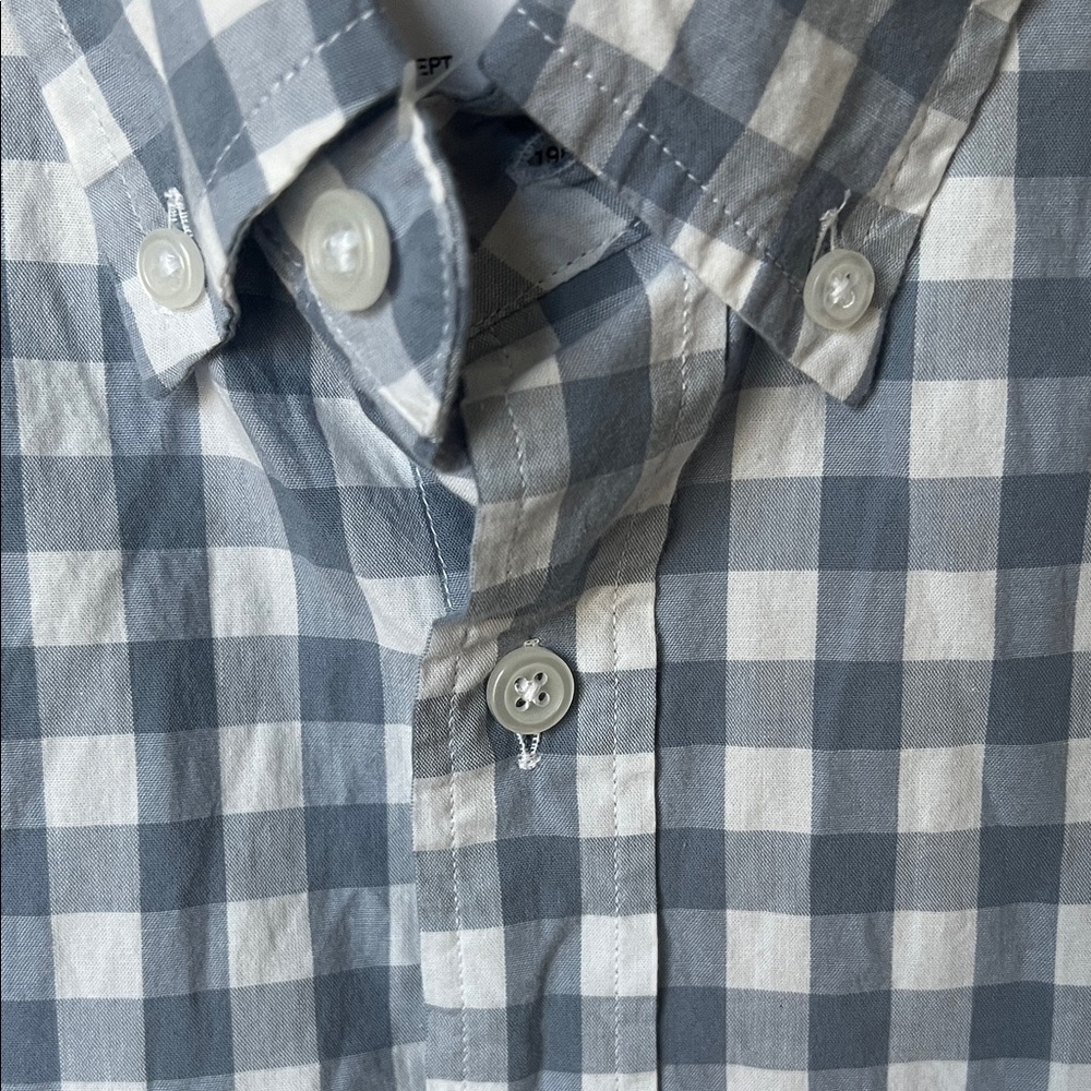 J. Crew Factory Gray and White Checkered Shirt - Picture 3 of 6